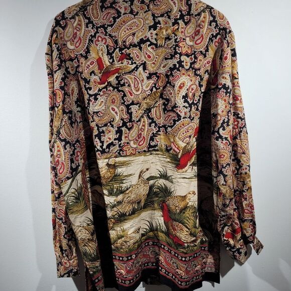 Vintage shirt with wild birds and paisley designs - Picture 2 of 7